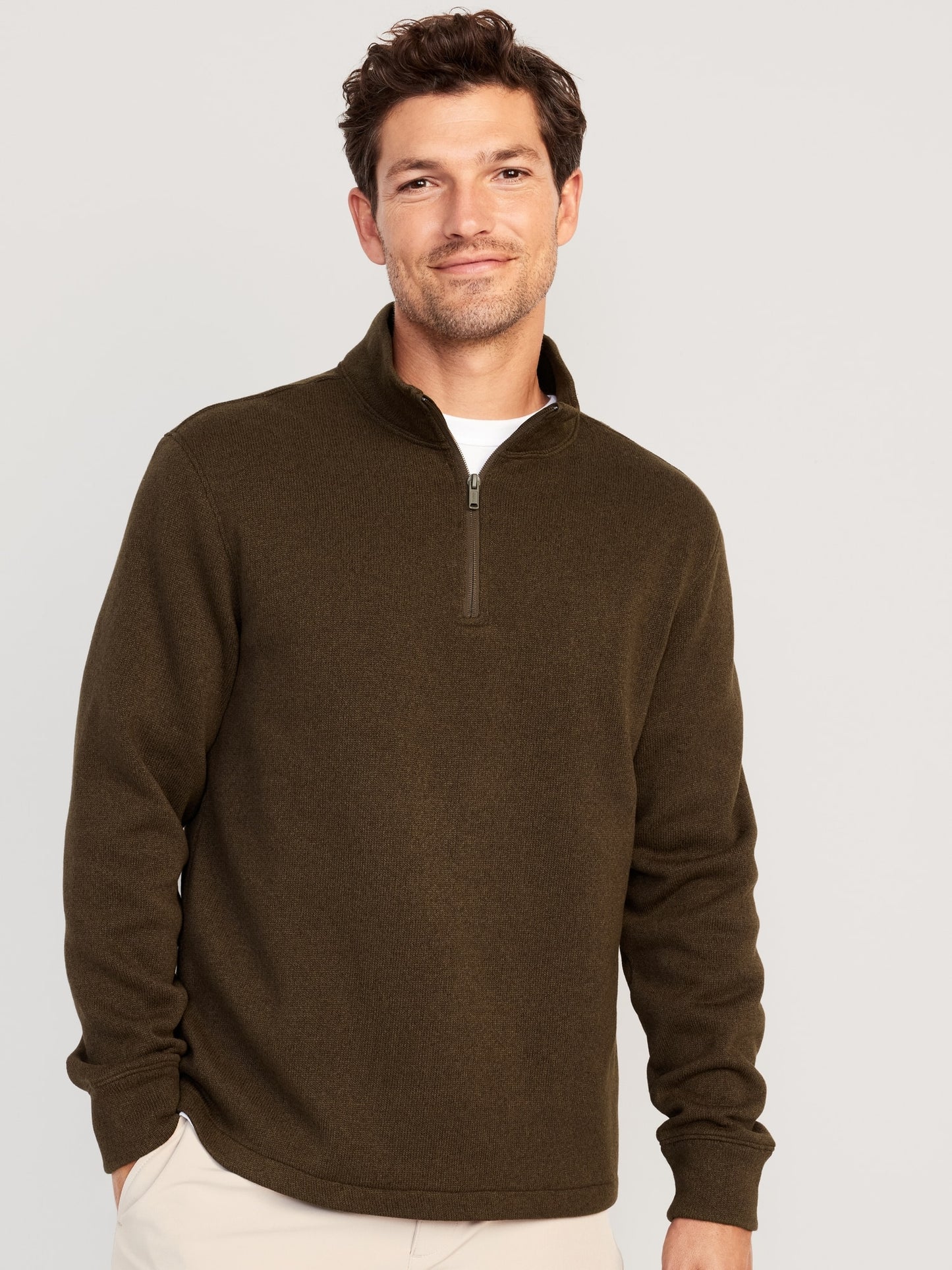 old navy brown quarter zipper