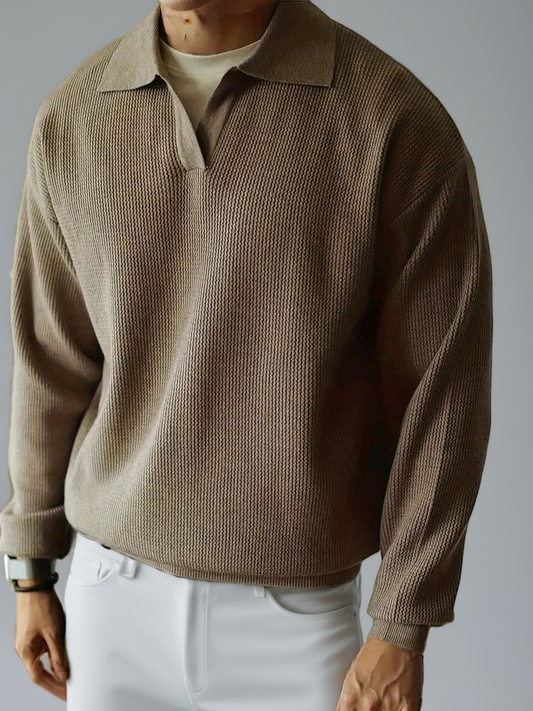 Polo Structured knitted Beige sweater