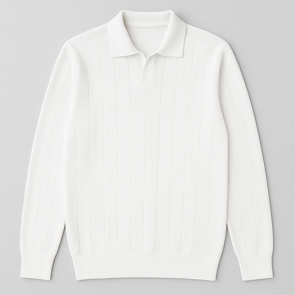 Blannca vertical stripe knitted polo