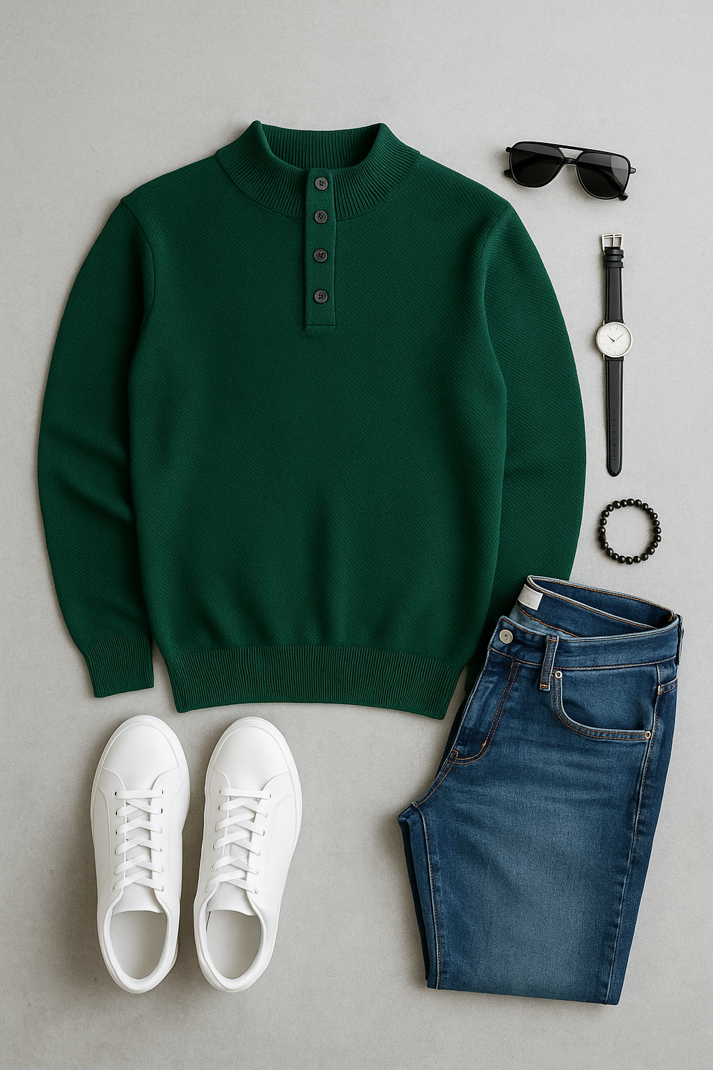 Blannca High neckpullover with buttons