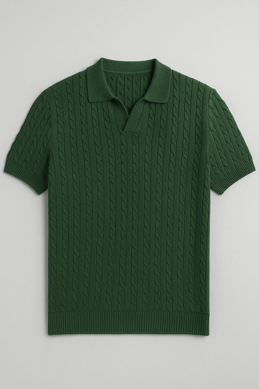 Soild Cable knit t-shirt