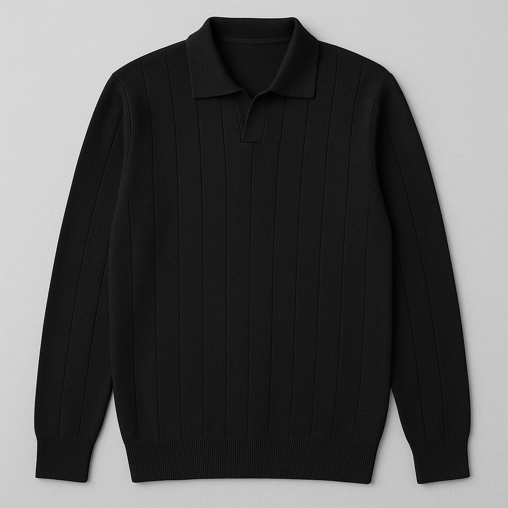 Blannca vertical stripe knitted polo