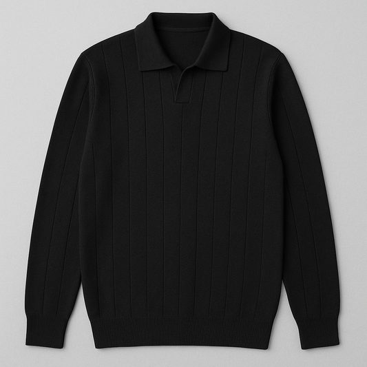 Blannca vertical stripe knitted polo