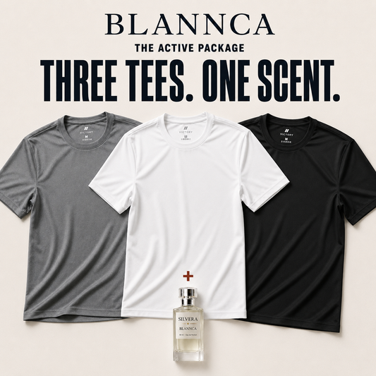 Victory Basic Grey White and Black performance T-shirts with free Silvera perfume